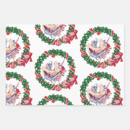 Magische kerstunicorn inpakpapier vel