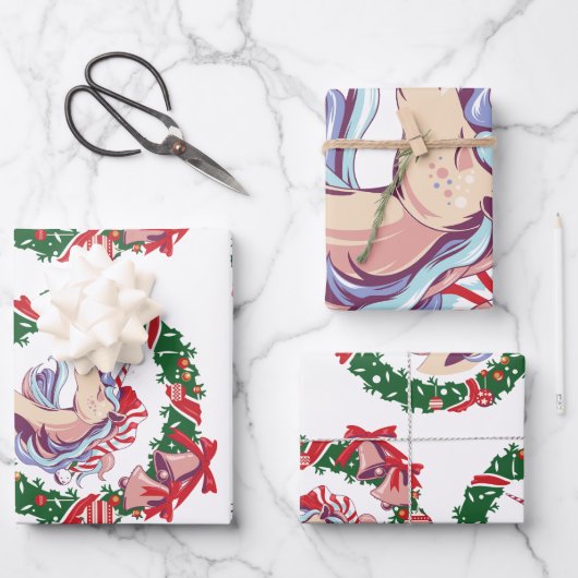 Magische kerstunicorn inpakpapier vel (Voorkant)