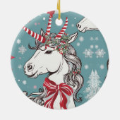 Magische kerstunicorn keramisch ornament (Achterkant)