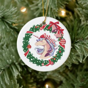 Magische kerstunicorn keramisch ornament