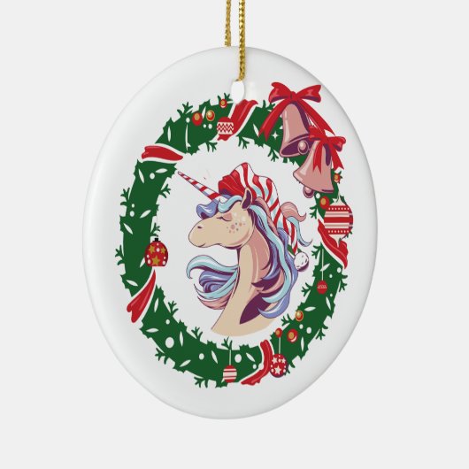 Magische kerstunicorn keramisch ornament (Rechts)