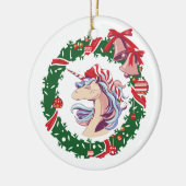 Magische kerstunicorn keramisch ornament (Links)