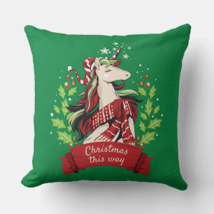 Magische kerstunicorn kussen
