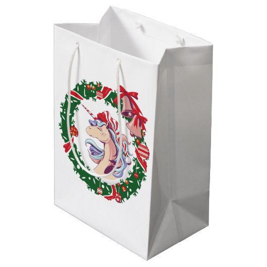 Magische kerstunicorn medium cadeauzakje (Achterkant Gekanteld)