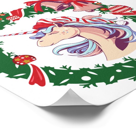 Magische kerstunicorn poster (Hoek)