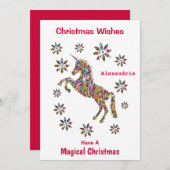 Magische kerstwensen Unicorn personaliseren Feestdagenkaart (Voorkant / Achterkant)