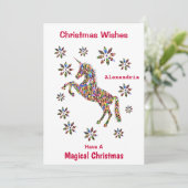 Magische kerstwensen Unicorn personaliseren Feestdagenkaart (Staand voorkant)