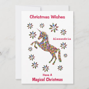 Magische kerstwensen Unicorn personaliseren Feestdagenkaart