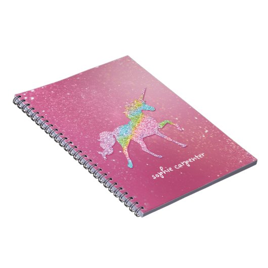 Magische Kind regenbooglitter Unicorn Notitieboek (Rechterzijde)