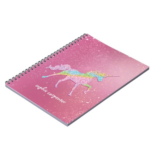 Magische Kind regenbooglitter Unicorn Notitieboek (Linkerzijde)