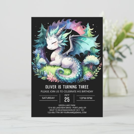 Magische Kinder drakenverjaardag Kaart (Staand voorkant)