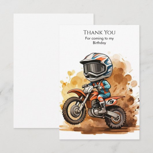 Magische kinder motorfiets verjaardag bedankkaart (Voorkant / Achterkant)