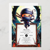Magische Kinder Ninja Verjaardag Kaart (Voorkant / Achterkant)