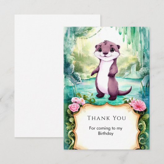 Magische Kinder Otter Verjaardag Bedankkaart (Voorkant / Achterkant)