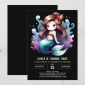 Magische Kinder Zeemeermin Verjaardag Kaart (Voorkant / Achterkant)