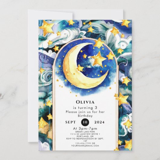 Magische Kinderen Maan Verjaardag Kaart (Voorkant)