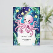 Magische Kinderen Octopus Verjaardag Bedankkaart (Staand voorkant)