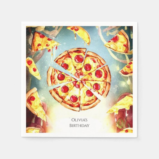 Magische Kinderen Pizza Verjaardag Servet (Voorkant)