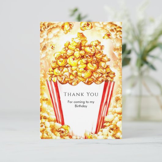Magische Kinderen Popcorn Verjaardag Bedankkaart (Staand voorkant)
