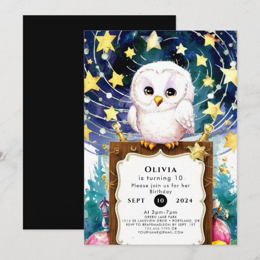 Magische Kinderen Uil Verjaardag Kaart (Voorkant / Achterkant)