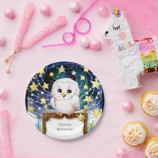 Magische Kinderen Uil Verjaardag Papieren Bordje (Feest)