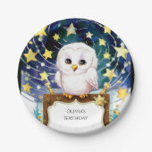 Magische Kinderen Uil Verjaardag Papieren Bordje (Voorkant)