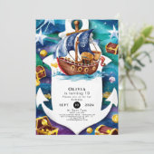 Magische Kinderen Waterverf Boat Pirate Verjaardag Kaart (Staand voorkant)