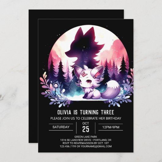 Magische Kinderen Wolf Verjaardag Kaart (Voorkant / Achterkant)