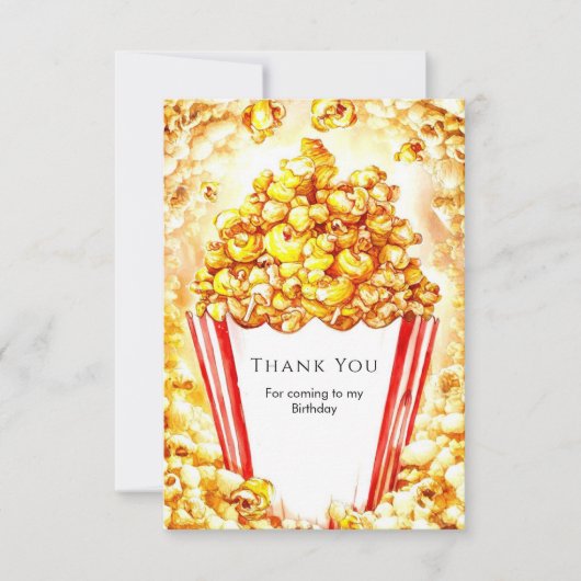 Magische Kinderpopcorn Verjaardag Bedankkaart (Voorkant)