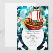 Magische kleine piraat Baby shower Kaart (Voorkant / Achterkant)