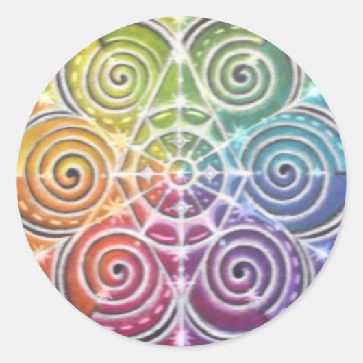 Magische kleur wiel mandala ronde sticker (Voorkant)