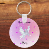 Magische kleurbegin witte eenhoorn sleutelhanger (Voorkant)