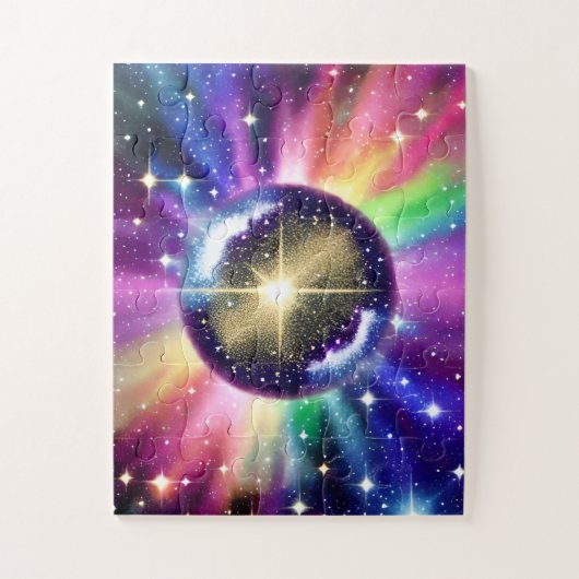 Magische Kleurrijke Disco Bal in de Ruimte Legpuzzel (Verticaal)