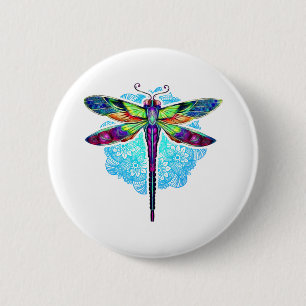 Magische kleurrijke dragonfly Mandala Ronde Button 5,7 Cm