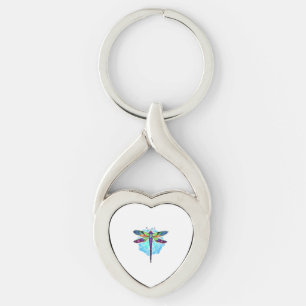 Magische kleurrijke dragonfly Mandala Sleutelhanger