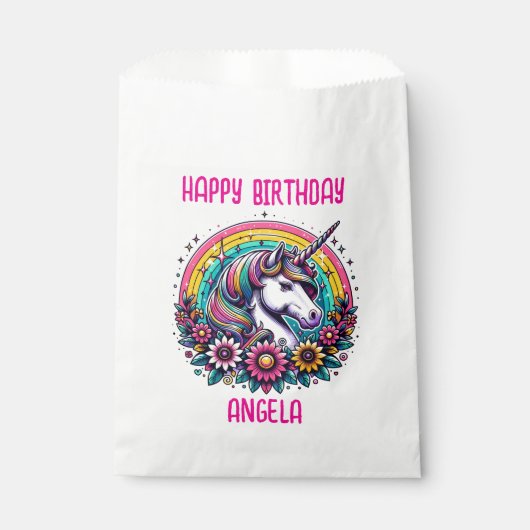 Magische kleurrijke eenhoorn en regenboog geperson bedankzakje (Voorkant)
