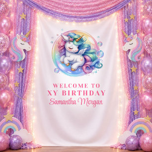 Magische Kleurrijke Eenhoorn Pastelkleur Feest Ban Wandkleed