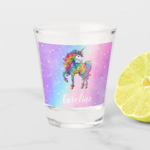 Magische kleurrijke eenhoorn shot glas