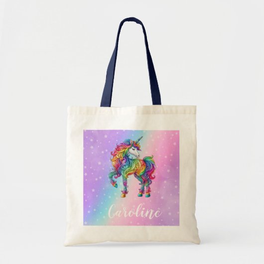 Magische kleurrijke eenhoorn tote bag (Voorkant)