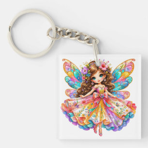 Magische Kleurrijke Fee Digitale Clipart - Schatti Sleutelhanger