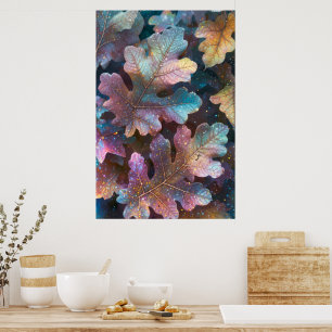 Magische Kleurrijke Herfstbladeren Fantasie Kunstw Poster