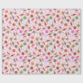 Magische kleurrijke kitsch Waterverf Ditsy Christm Cadeaupapier (Vlak)