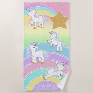 Magische kleurrijke Unicorns 🦄 Strandlaken