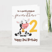 Magische Koe Verjaardagsviering voor kleinzoon Kaart (Voorkant)