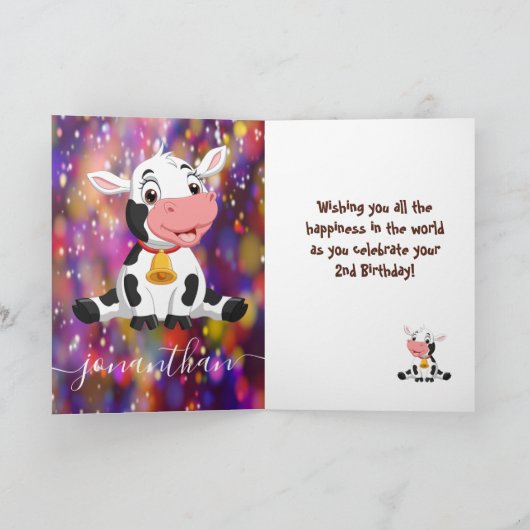 Magische Koe Verjaardagsviering voor kleinzoon Kaart (Binnen)