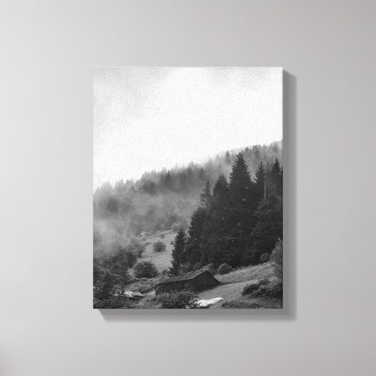 Magische, koele natuur in mist canvas afdruk (Voorkant)