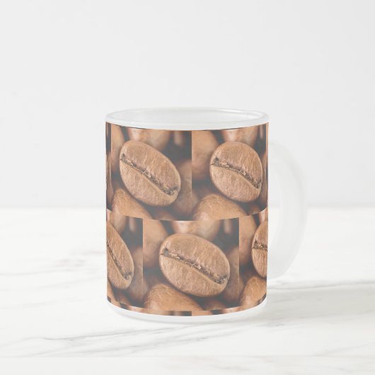 Magische koffiebonen matglas koffiemok (Voorkant rechts)