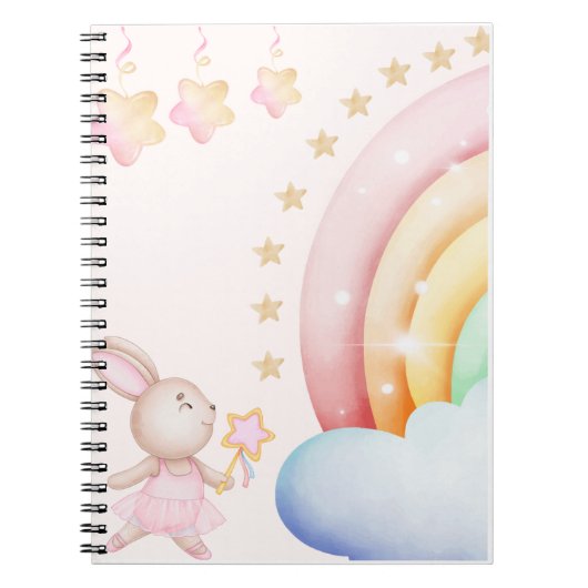 Magische Konijn en Regenboog | Cute Pastel Kinder  Notitieboek (Voorkant)