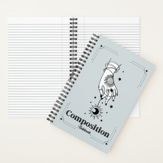 Magische kosmische hand en halve maan notitieboek (Binnen)