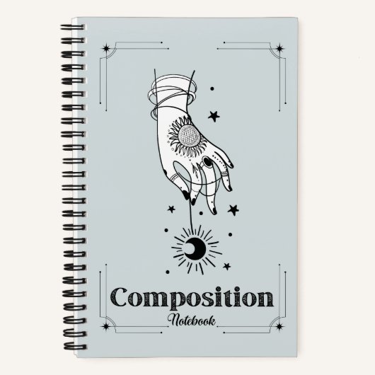Magische kosmische hand en halve maan notitieboek (Voorkant)